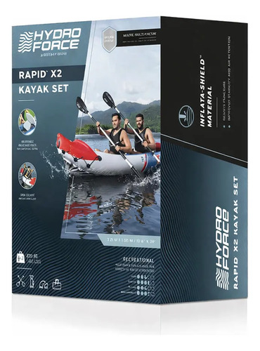 Kayak Inflable Doble 2 Personas Reforzado + Remos Bomba miniatura 5