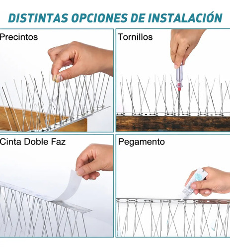 Ahuyenta Palomas Pajaros Pinchos De Acero Base Pvc 5 Metros miniatura 5