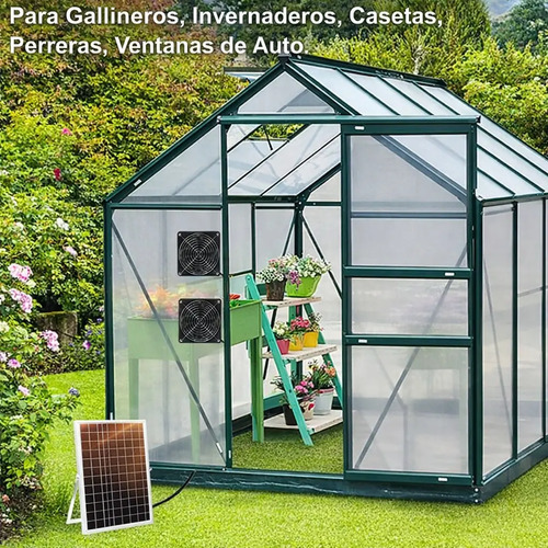 Kit Ventilador Solar 15w Doble Invernadero Galpón Gallinero 47.75 Cm 20 / 45 miniatura 5