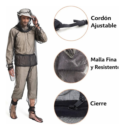 Traje Ropa Antimosquitos Adulto Outdoor Pesca Camping Jardin miniatura 4