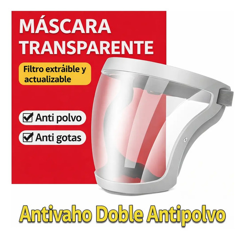 Máscara Facial Anti Polvo Y Salpicaduras + 2 Filtros Pm2.5 L miniatura 3