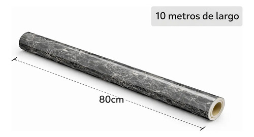 Papel Adhesivo Marmol Ancho Y Resistente Al Calor 80cmx10m Mármol Gris Grafito miniatura 2