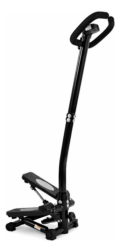 Caminador cardio mini con manillar curvado y plataforma para pies, vista frontal completa.