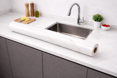 Papel Adhesivo Marmol Ancho Y Resistente Al Calor 120cmx5m Marmol