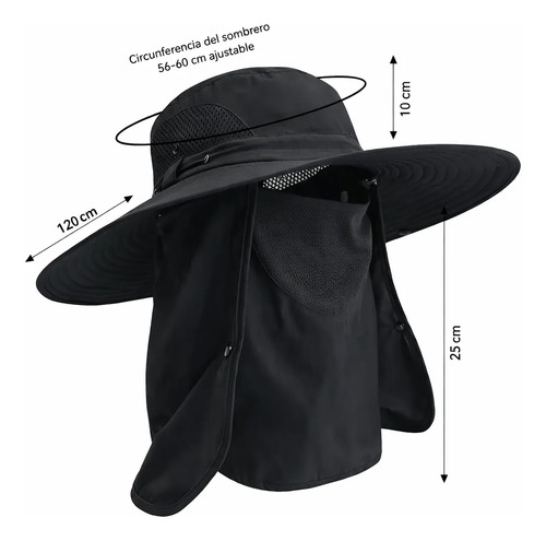 Sombrero Cubre Cuello Cara Nuca Impermeable Pesca Camping Uv miniatura 2