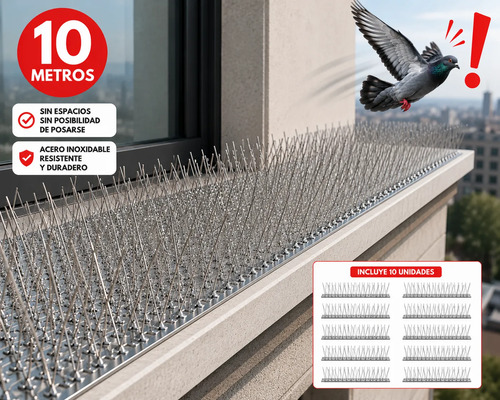 Pinchos Ahuyenta Palomas Espanta Pájaros Púas Acero X10m miniatura 2