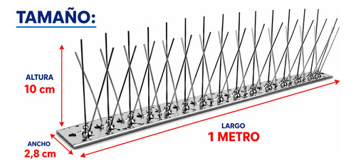 Pinchos Ahuyenta Palomas Espanta Pájaros Púas Acero X10m miniatura 3