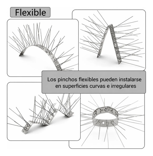 Pinchos espanta pájaros flexibles en diferentes ángulos y posición de instalación circular