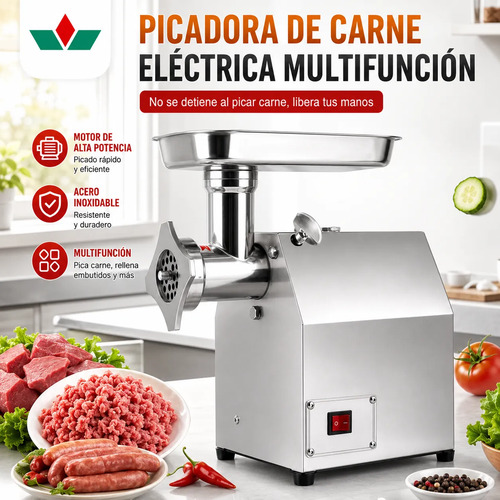 Picadora De Carne Eléctrica Industrial 150kg/h 850w Acero miniatura 2