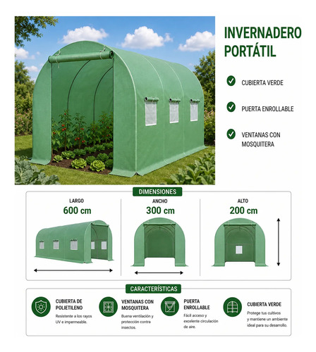 Invernadero Prefabricado Polietileno 6x3x2m Estandar miniatura 2
