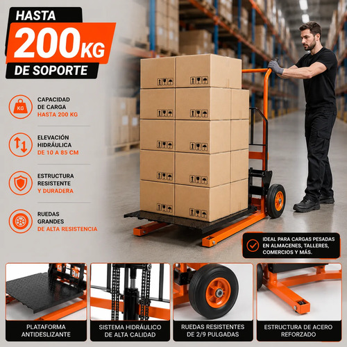Carro Hidráulico Elevador Manual 200 Kg Plataforma Carga miniatura 4