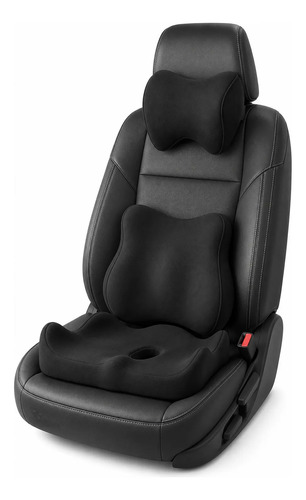 Kit 3 Almohadones Ergonómicos Silla Lumbar Cervical Coxis Negro Liso miniatura 6