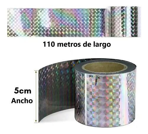 Cinta Holográfica Espanta Palomas Aves Plagas 4.8x110m miniatura 2