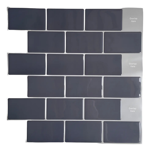 Azulejos Autoadhesivos 3d Subway Cocina Baño 30.5x30.5cm Gris Oscuro