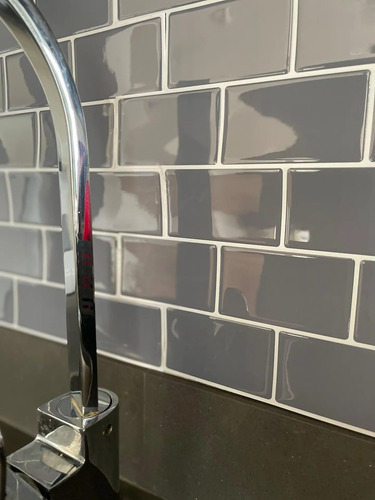 Azulejos Autoadhesivos 3d Subway Cocina Baño 30.5x30.5cm Gris Oscuro miniatura 3