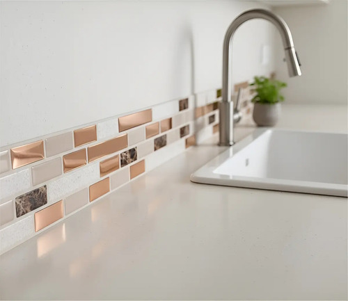 Guarda Autoadhesiva Mosaico 3d Para Pared Baño Cocina 1.5mts Mosaico