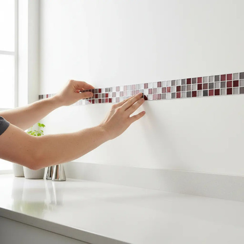 Placa Autoadhesiva Mosaico 3d Guarda Pared Impermeable 6ud