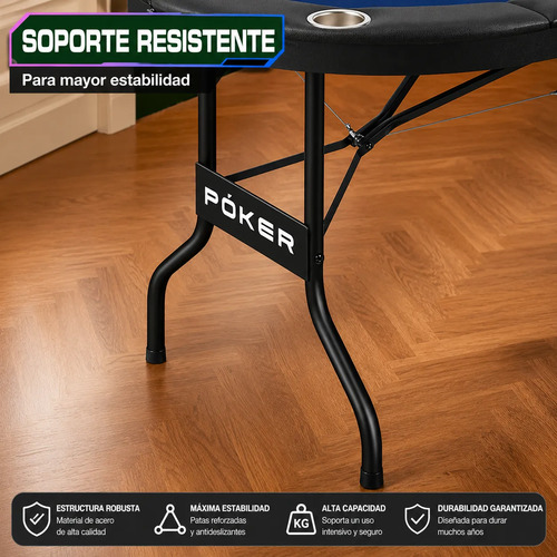 Mesa De Poker Plegable 8 Jugadores Texas Holdem Blackjack miniatura 4