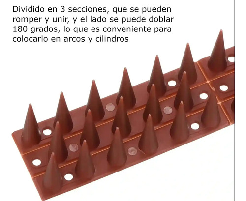 Pinchos Espanta Pájaros Palomas Marrón + Pegamento Bridas X6 miniatura 5