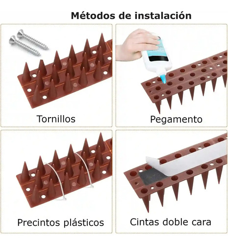 Pinchos Ahuyenta Palomas Espanta Aves X6 Unid + Pegamento miniatura 3