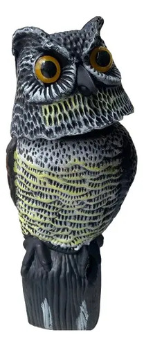 Búho Ahuyenta Palomas Espanta Pájaros Cabeza Giratoria Real miniatura 2