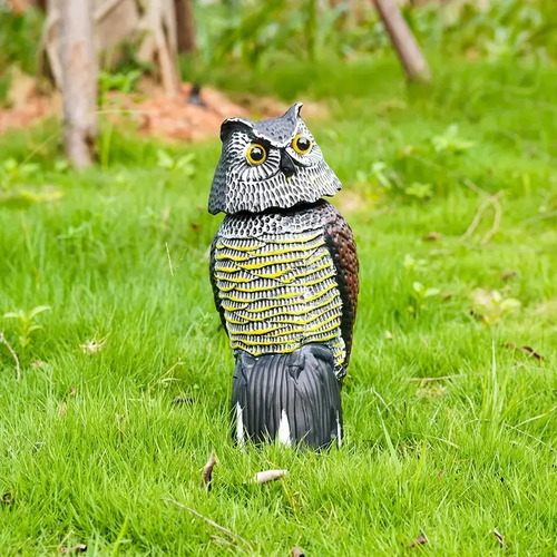 Búho Ahuyenta Palomas Espanta Pájaros Cabeza Giratoria Real miniatura 5