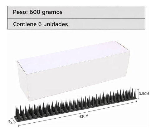 Medidas de cada tira: 43 cm de largo por 4 cm de base y 3.5 cm de alto
