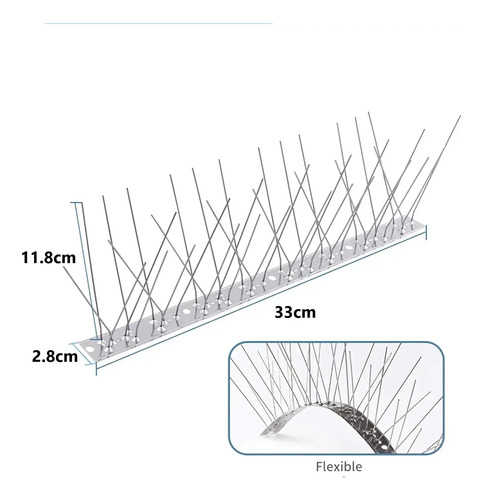 Púas Ahuyenta Palomas Aves Pinchos De Acero Inoxidable X10 miniatura 5