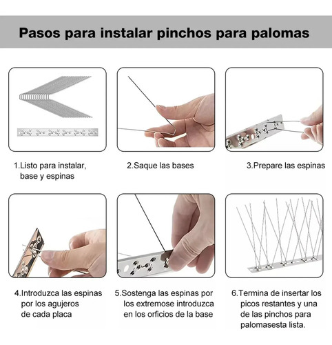 Púas Ahuyenta Palomas Aves Pinchos De Acero Inoxidable X10 miniatura 7
