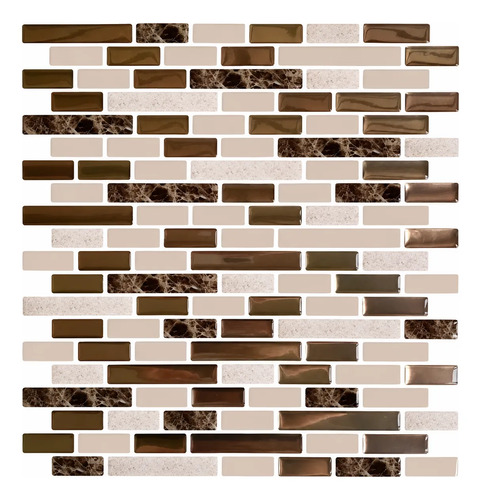 Azulejo Autoadhesivo Mosaico 3d Para Cocina Baño 30.5x30.5 Marrón Claro
