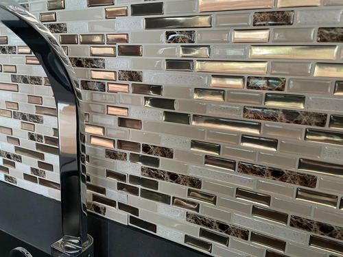 Azulejo Autoadhesivo Mosaico 3d Para Cocina Baño 30.5x30.5 Marrón Claro miniatura 2