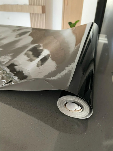 Papel Adhesivo Liso Negro Impermeable Resistente Calor 10mts miniatura 3