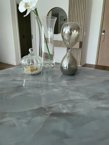 Papel Marmol Autoadhesivo Lavable Resistente Al Calor 10mts Mármol Celeste Claro