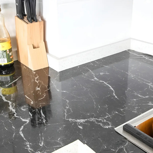 Papel Marmol Resistente Al Calor Impermeable Cocina Baño 10m Negro Símil Mármol