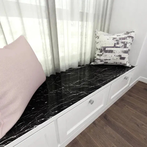 Papel Marmol Resistente Al Calor Impermeable Cocina Baño 10m Negro Símil Mármol miniatura 5