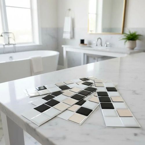 Placa Autoadhesiva Mosaico 3d Guarda Pared Impermeable 5ud Mosaico miniatura 2