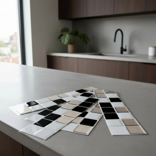 Placa Autoadhesiva Mosaico 3d Guarda Pared Impermeable 5ud Mosaico miniatura 5