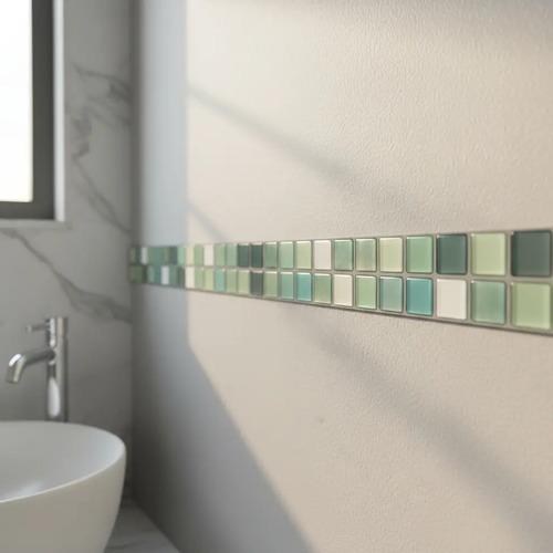 Azulejo Guarda Autoadhesiva 3d Para Baño Cocina Pared 6ud Verde Claro