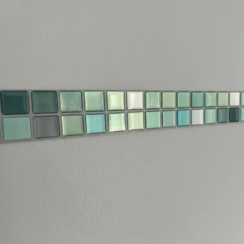 Azulejo Guarda Autoadhesiva 3d Para Baño Cocina Pared 6ud Verde Claro miniatura 2