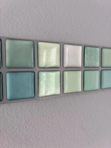 Azulejo Guarda Autoadhesiva 3d Para Baño Cocina Pared 6ud Verde Claro miniatura 4
