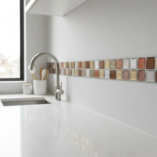 Guarda Para Baño Autoadhesiva 3d Mosaico Cocina Pared 6ud Marrón Claro