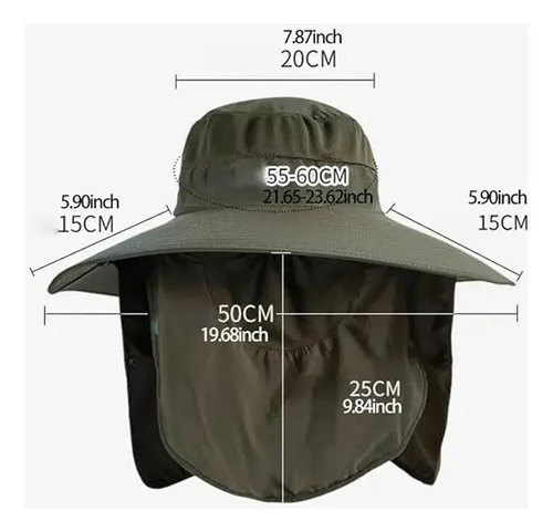 Sombrero Ala Ancha Desmontable Uv Cuello Cara Pesca Camping miniatura 4
