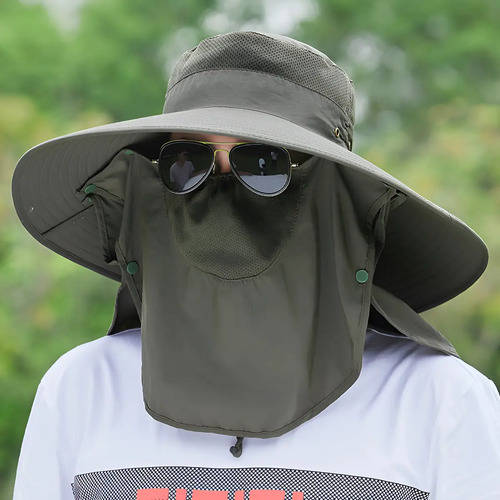 Sombrero Ala Ancha Desmontable Uv Cuello Cara Pesca Camping